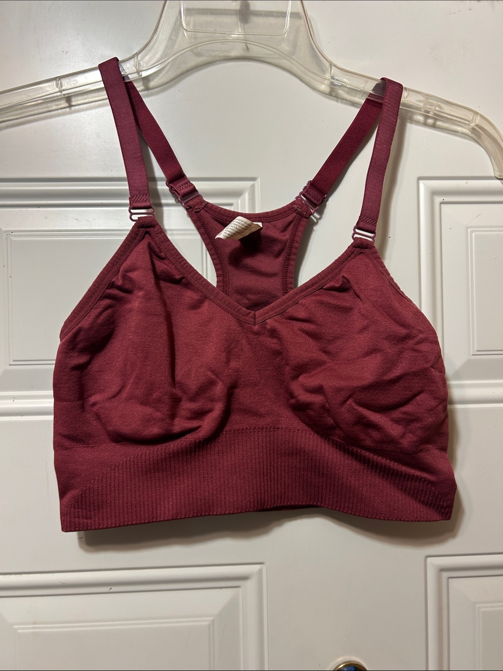 Seamless Racerback Sports Bra - Deep Wine M